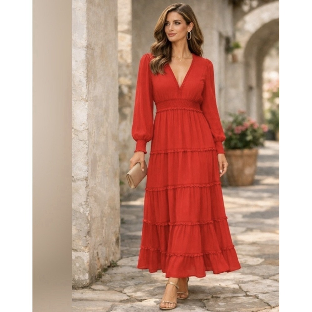 Chelsea & Violet XS Dress Vibrant Red Long Sleeve